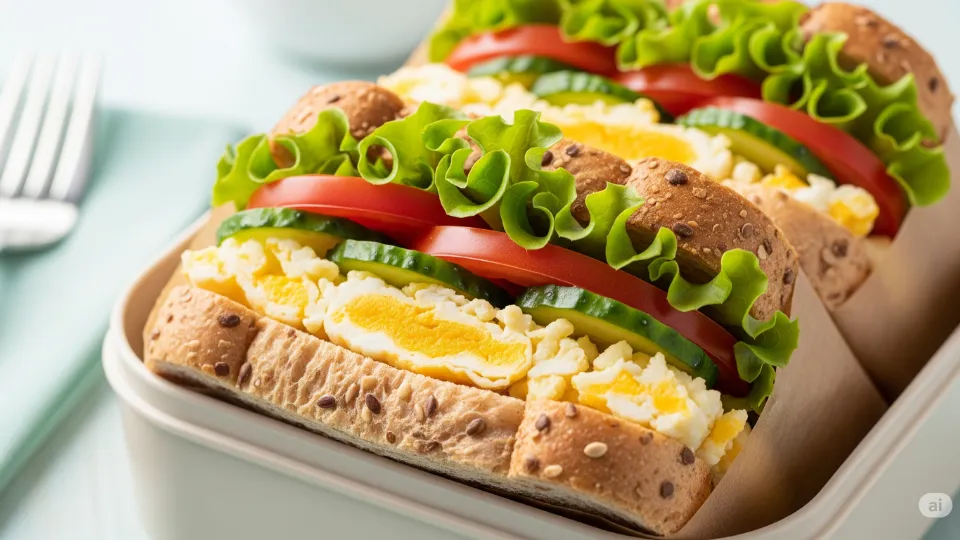 Sandwich Roti Gandum Isi Telur dan Sayuran