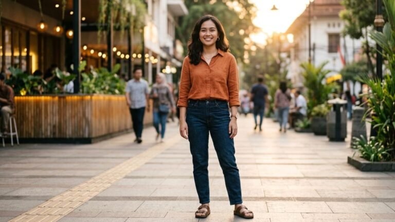 Ilustrasi baddie artinya — perempuan muda Indonesia berdiri percaya diri dengan ekspresi yang kuat dan tampilan yang intentional