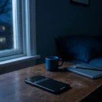 Ponsel dengan layar gelap di meja remang, menggambarkan ghosting artinya tidak ada balasan tanpa penjelasan