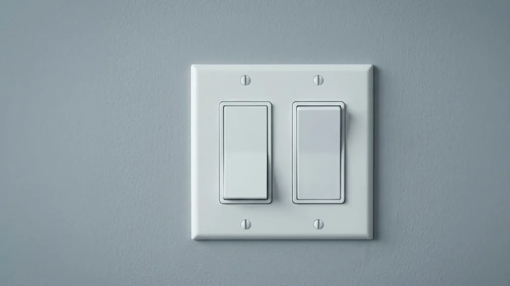 Dua saklar lampu berdampingan sebagai simbol visual lowkey artinya dan highkey dalam bahasa gaul