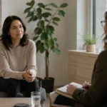 Sesi terapi antara klien dan psikolog menggambarkan konteks NPD artinya Narcissistic Personality Disorder yang hanya bisa didiagnosis profesional