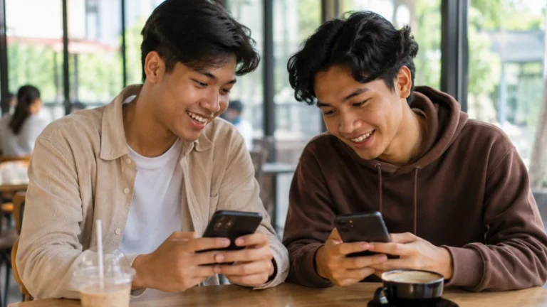 HBU artinya menanyakan balik kabar lawan bicara, digambarkan lewat dua teman yang sedang chattingan santai