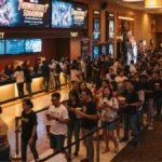 Suasana bioskop ramai penonton antre nonton film superhero terbaru
