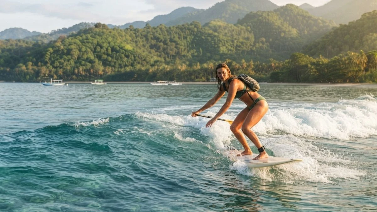 Bali ocean activities with paddle boarding on tropical turquoise water